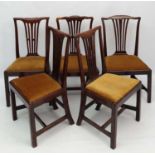 A harlequin set of 5 Country made mahogany dining chairs,
