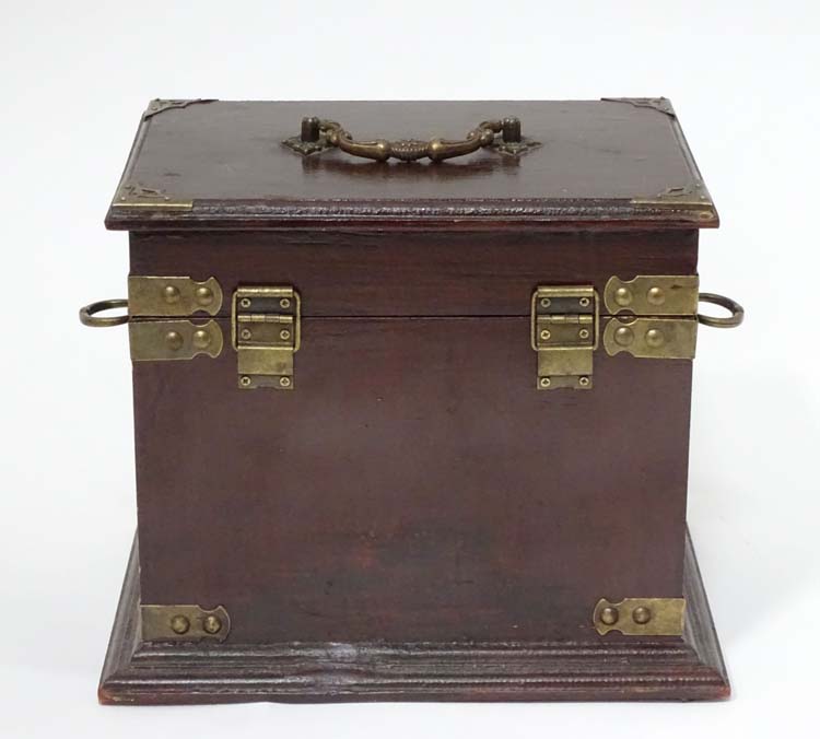 A Chinese jewellery box of compendium form with hinged top opening to reveal three sections and two - Image 2 of 5