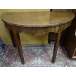 A Georgian D shaped mahogany table 43" wide x 22" deep x 27 1/2" high CONDITION: