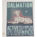 21st C metal sign 400 mm x 300 mm wide " Dalmation" active energetic needs lots of exercise