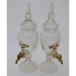A pair glass brandy dispensers CONDITION: Please Note - we do not make reference to