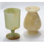 A onyx cup and a marble vase CONDITION: Please Note - we do not make reference to