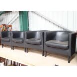 Four 21st C matching black faux leather tub chairs CONDITION: Please Note - we do