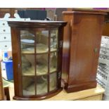 Small glazed corner cupboard together with a mahogany CD tower CONDITION: Please