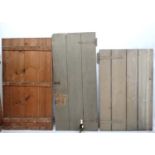 Architectural / Garden Salvage : 3 x 18thC pine doors , all painted grey to one side ,
