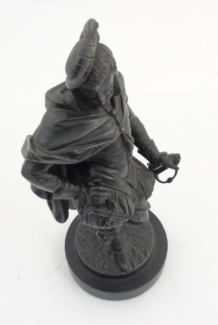 A 20thC Spelter figure of an Elizabethan Gentleman with sword, dagger etc. - Image 7 of 8