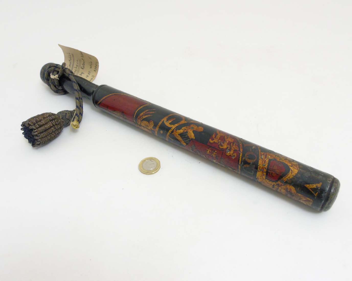 Local Interest : A Victorian 19thC Buckinghamshire polychromed police truncheon ,