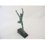 A French Art Deco spelter sculpture in green finish ' Atleta ' Signed to base 11" high "Fayral" is