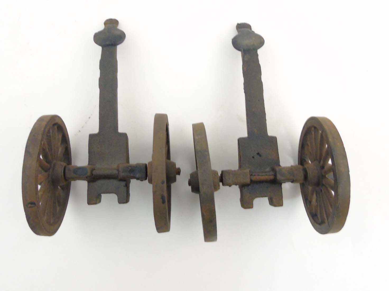 A pair of c.1900 cast iron and brass desk cannons. - Image 2 of 7