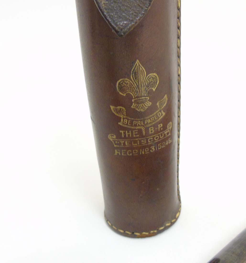 Baden Powell ? Scout Interest : The BP ' Telescout ' : A Victorian 3-drawer brass leather cased - Image 2 of 7
