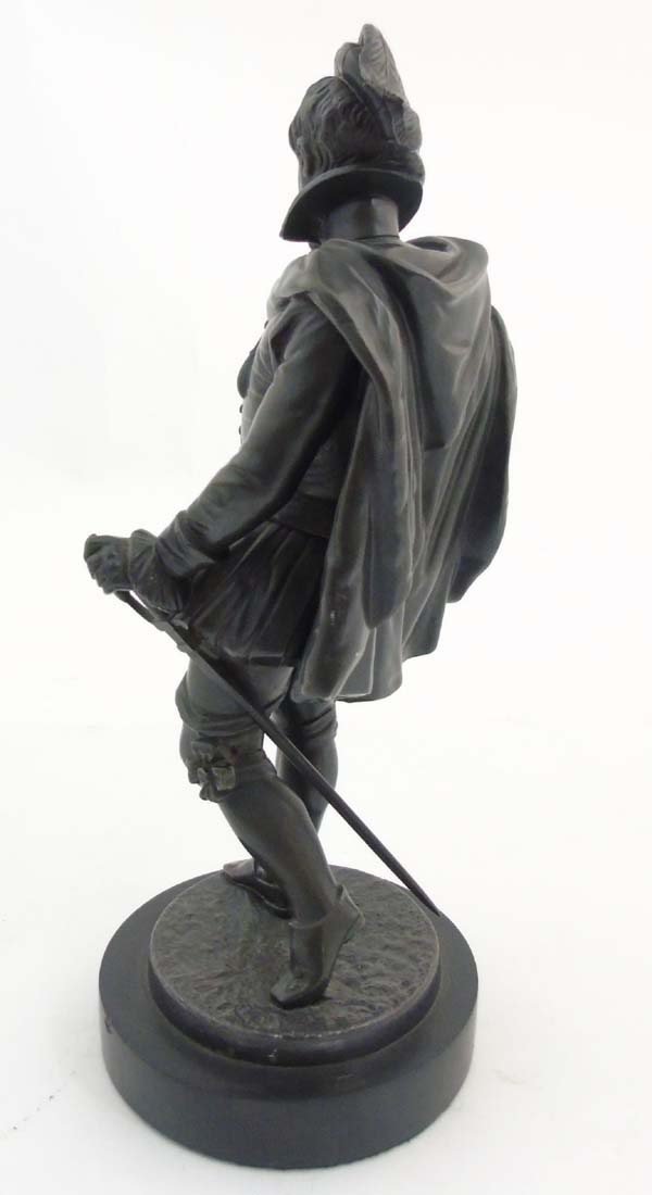 A 20thC Spelter figure of an Elizabethan Gentleman with sword, dagger etc. - Image 4 of 8