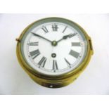 Brass Ships Clock : a 5 3/4" ship's Clock with central sweeping inset seconds hand and wind hole at