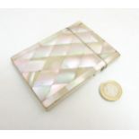 A Late Victorian mother of pearl visiting card case 4 1/8" high x 3" wide x 1/4" deep