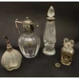 Assorted glassware to include scent bottles, water jug etc.