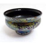 A Royal Brierley iridescent studio art glass bowl in the Loetz style, makers mark to base,