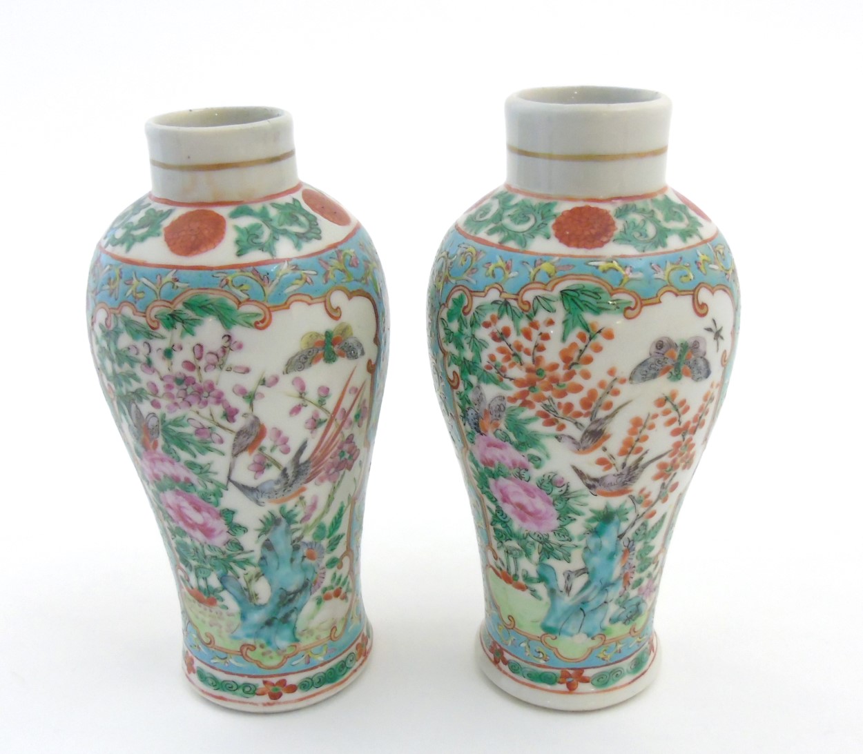 A pair of Chinese Cantonese baluster vases,