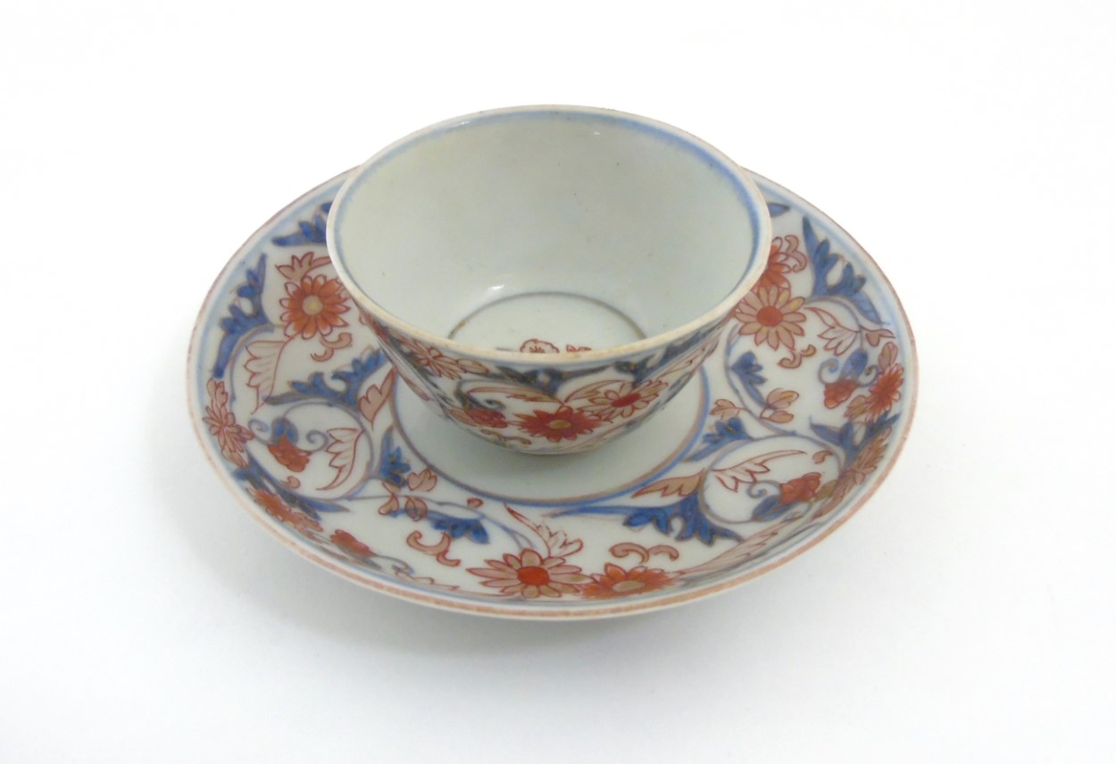 A Japanese Imari cup and saucer, - Image 3 of 6