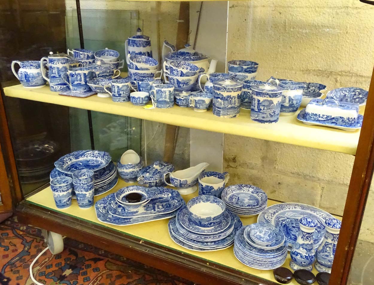 A large quantity of Copeland Spode 'Italian' blue and white transferware comprising various items