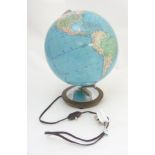 Vintage Retro : 12"electric light Terrestrial globe, marked 'Coumbus Duo Erdglobus ' ,