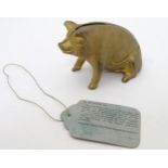 American money bank : A gilt cast iron ' Pete ' Bank for ' The mission to Lepers' bears label : '