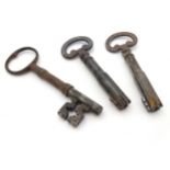 Three 18th/ 19thC keys,two Cotterill's Patent.