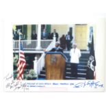 Donovan Gopi : colour Photo-print of Nelson Mandela at Gracie Mansion 1992 with Gordon Parks in