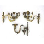 Ornate wall lights : a pair of 5 + 1 (11 in all) ormolou candle wall lights ,