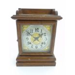 Ansonia Mantle clock : Ansonia oak cased 8 day mantle clock ( with decorative dial and spandrels ,