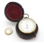 Baker 244 High Holborn London 1094: A gilt brass cased pocket barometer ( Possibly for use by a