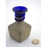 A Scandinavian Art glass vase, the blue glass with textured sand finish.