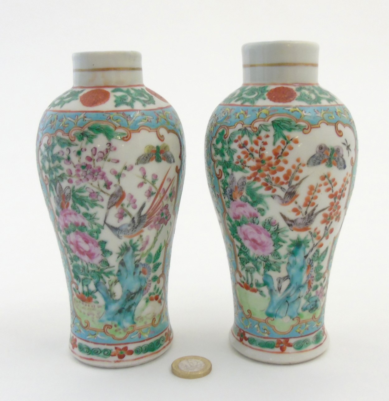 A pair of Chinese Cantonese baluster vases, - Image 8 of 9