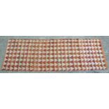 Rug / Carpet : Cotton, hemp mix runner with a striped triangle design in cream, orange,