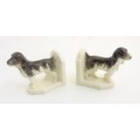 A pair of Beswick style ceramic English setter dog book ends, '35101' impressed to base,