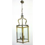 Large hall lantern : ( matching to lot 1054) a mid 20thC hexagonal electric pendant hall lamp with