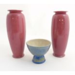 Studio Pottery: Two Arts & Crafts vases by Ault in a rose pompadour glaze,