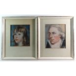 John Hoppner , R.A. (1758-1810) Pair of coloured chalks study portrait on grey paper '....