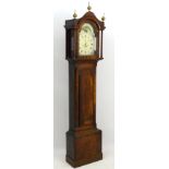 Late 18th / 19th Longcase with rolling moon : a mahogany cased 12" painted break arch dial