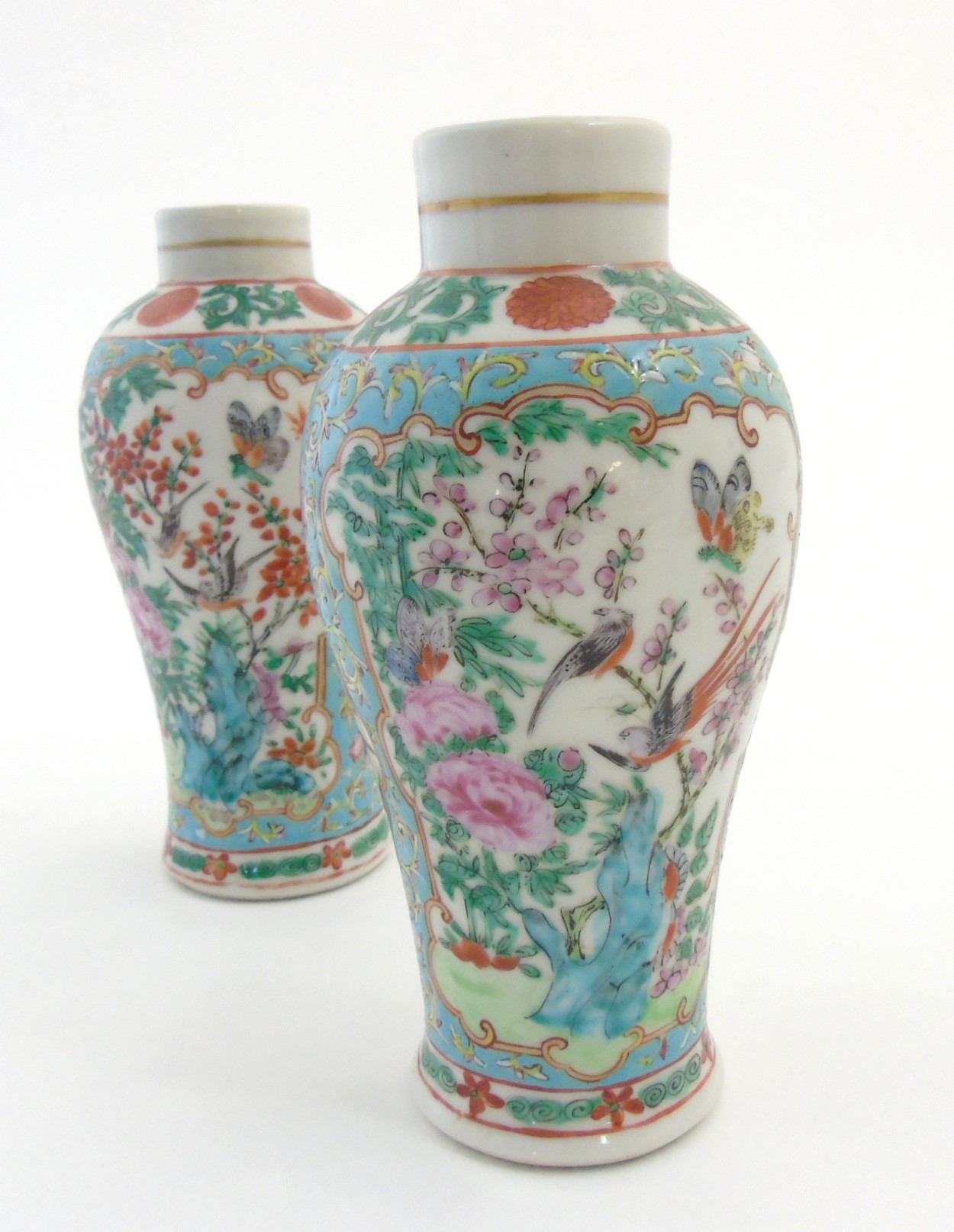 A pair of Chinese Cantonese baluster vases, - Image 2 of 9