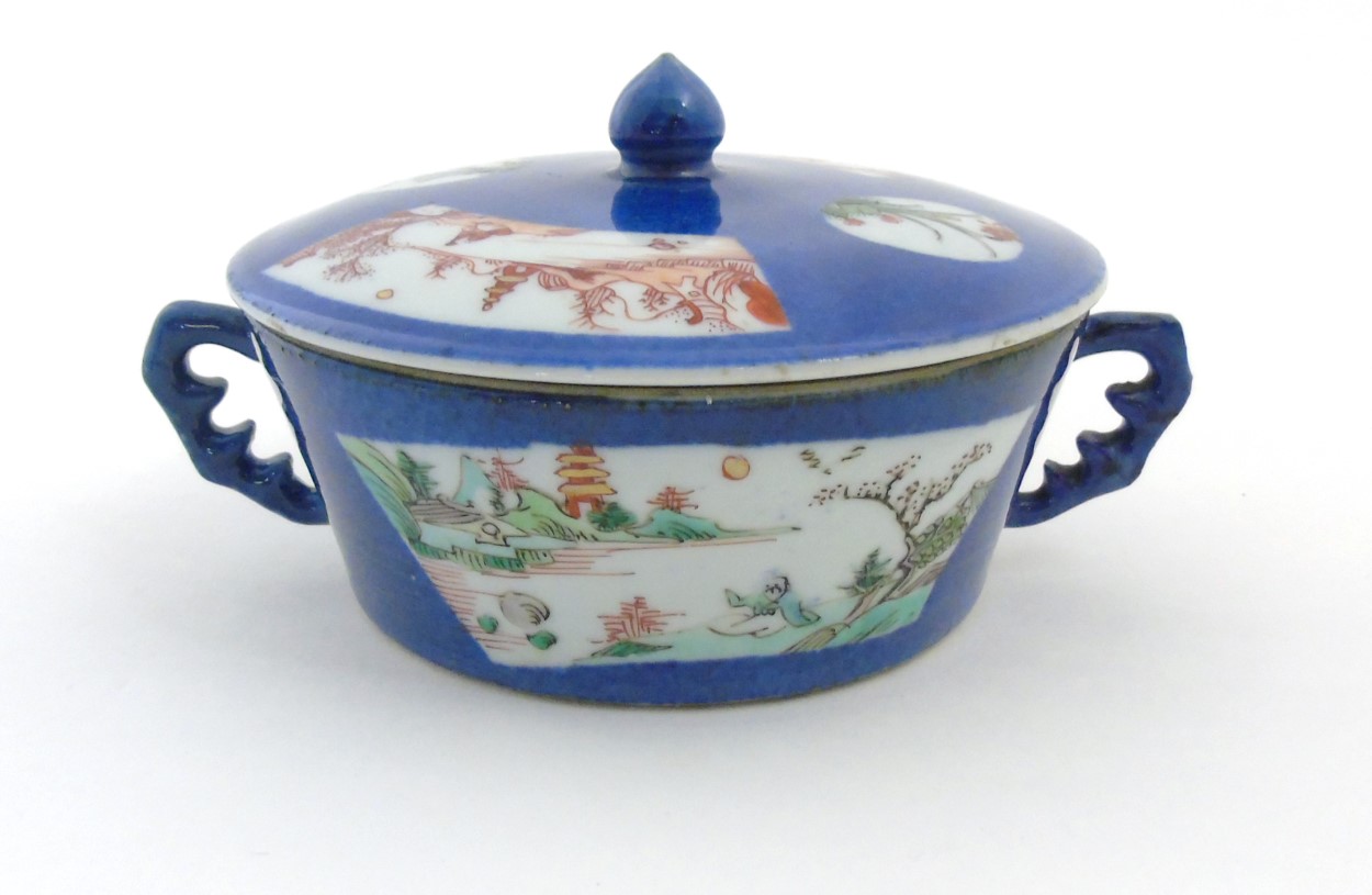 A Chinese pot and lid with handles, - Image 3 of 7