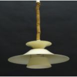 Vintage Retro : A Danish designed Rise and Fall Pendant light / Lamp , with ivory white livery ,