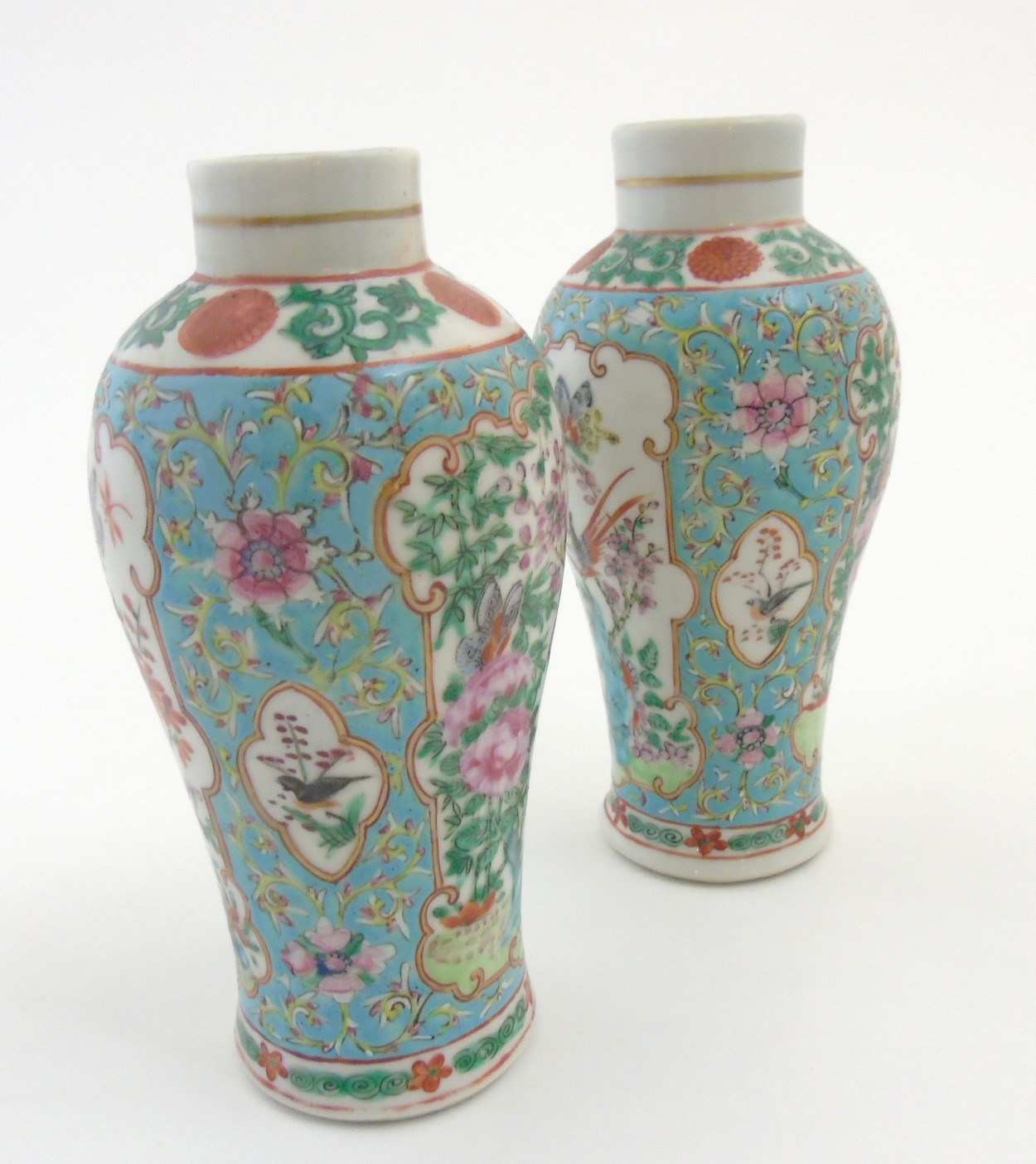 A pair of Chinese Cantonese baluster vases, - Image 3 of 9