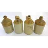 Flagons: 4 assorted 2-tone stoneware flagons to include examples for : ' Halls Oxford Brewery