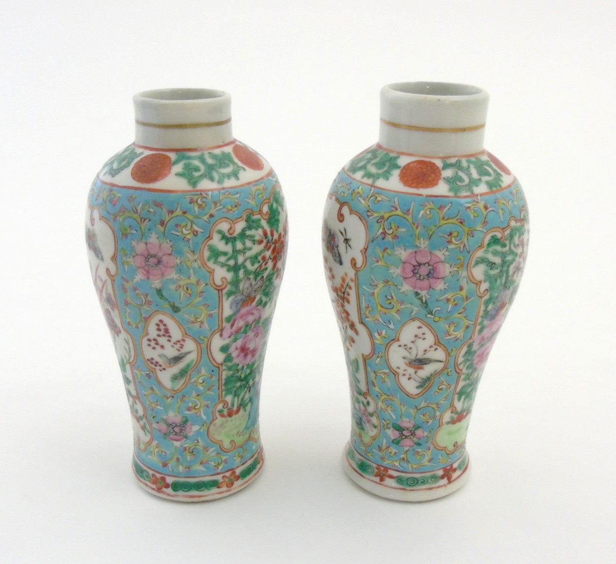 A pair of Chinese Cantonese baluster vases, - Image 9 of 9