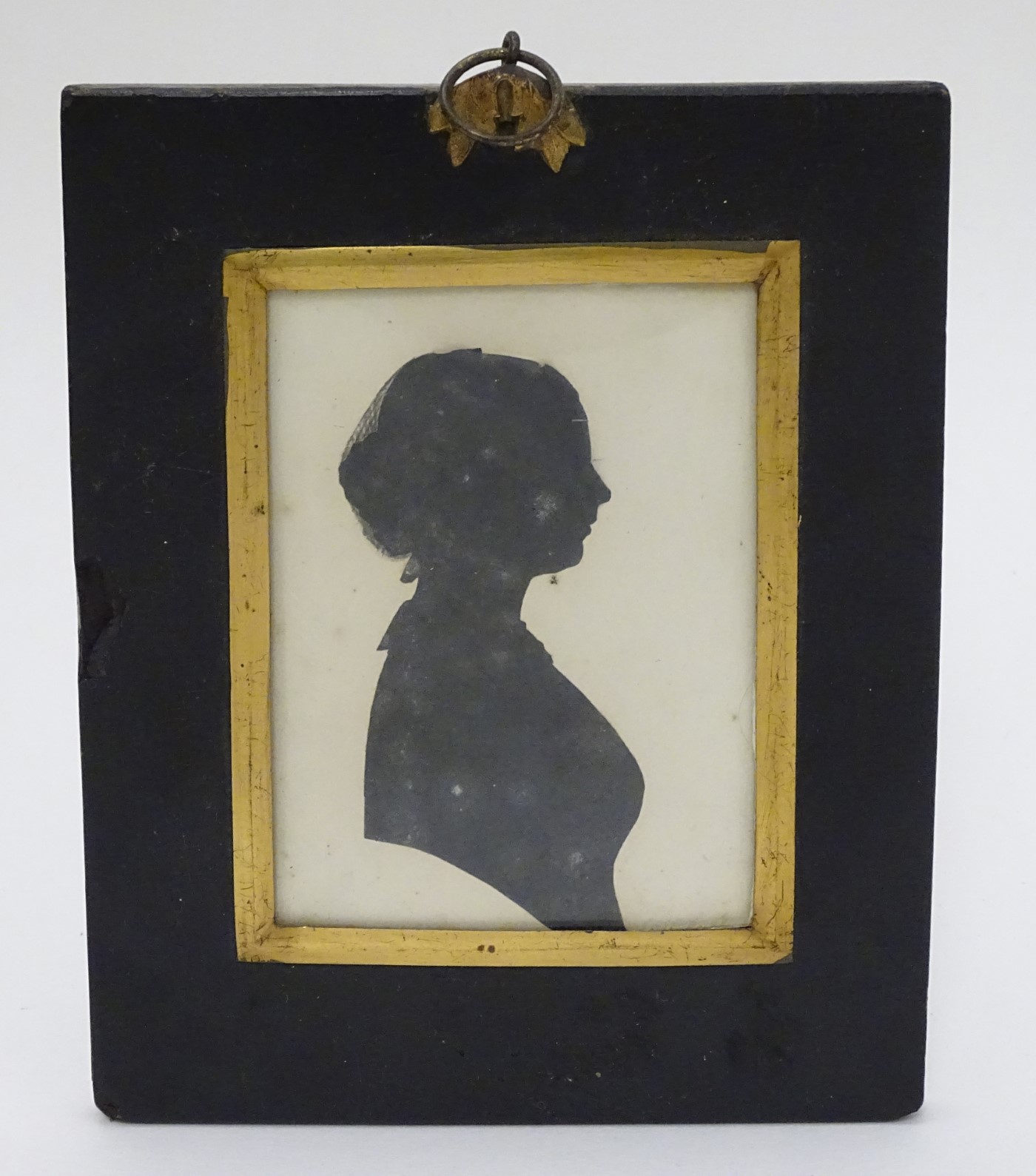 Silhouette : a painted monochrome silhouette , a bust portrait looking right , - Image 5 of 6