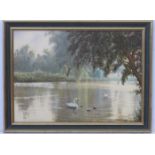 Charles W Francis XX,  Oil on board,   The River Test, Hampshire,