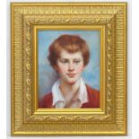 Early XX portrait School, Oil on board in a carved gilt frame,