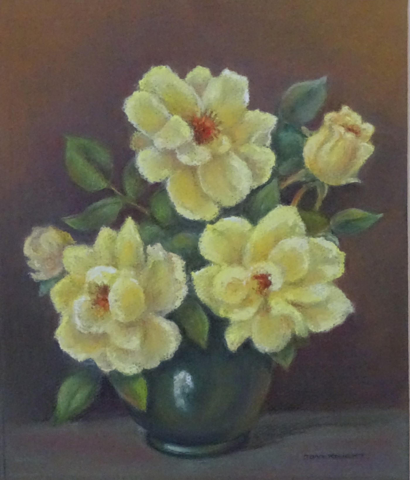 Joan Knight, XX, East Anglian School, Pastel, Golden Shower Rose, Signed lower right, - Image 3 of 4