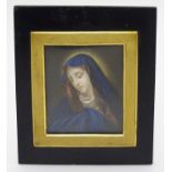 Miniature , Early 19th C Italian School, On ivory, The Madonna wearing blue.