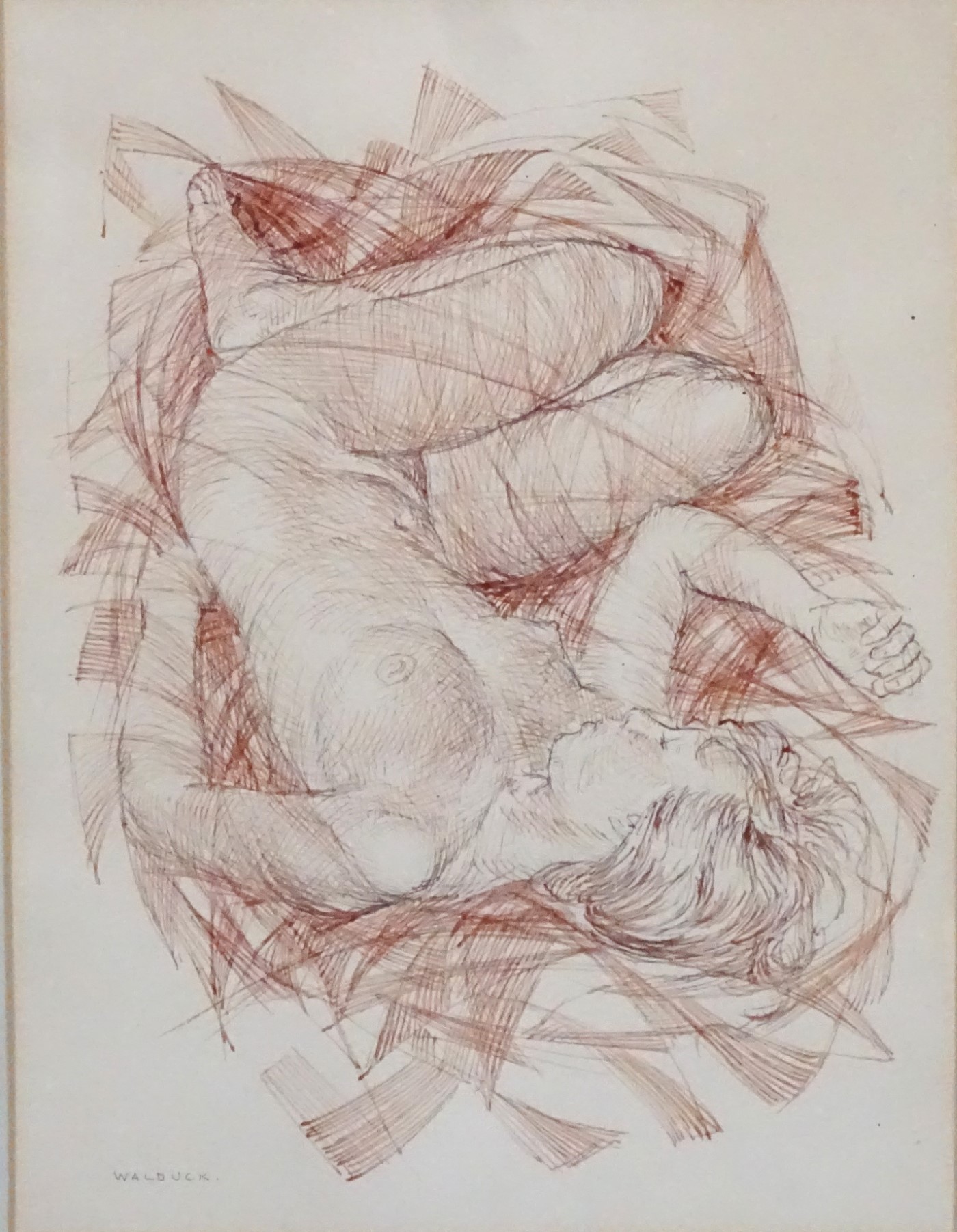 Desmund Eric Walduck (1920-1995), Black and brown ink, Portrait of nude asleep, - Image 3 of 4