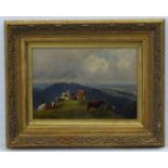Friedrich Johann Voltz (1817 - 1886) German, Oil on board, Cattle in a landscape,